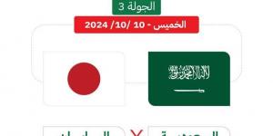 موعد والقنوات الناقلة لـ مباراة السعودية واليابان في تصفيات آسيا لكأس العالم 2026 - ستاد العرب