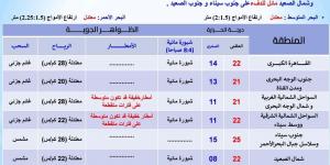 حالة الطقس ودرجات الحرارة المتوقعة اليوم الأربعاء 4 ديسمبر - ستاد العرب