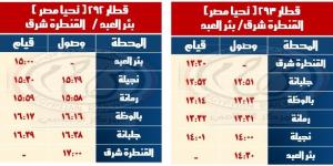 تعرف على مواعيد قطارات خط القنطرة شرق - السادات - ستاد العرب