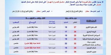 طقس اليوم مائل للبرودة ليلًا وفي الصباح والعظمى بالقاهرة 27 درجة - ستاد العرب