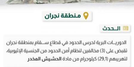 القبض على (3) مخالفين لتهريبهم (29,1) كجم من الحشيش بـ"سقام" - ستاد العرب