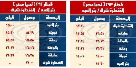 تعرف على مواعيد قطارات خط القنطرة شرق - السادات - ستاد العرب