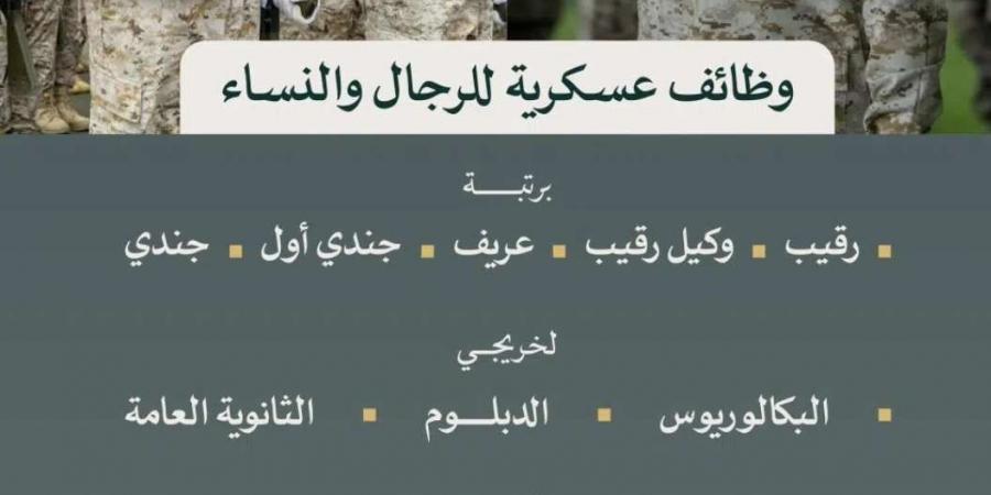 وزارة الدفاع تعلن وظائف عسكرية من رتبة "رقيب حتى جندي" للجنسين.. جهز أوراقك الآن - ستاد العرب