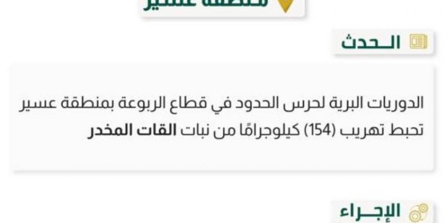 إحباط تهريب (154) كجم من القات المخدر بـ"الربوعة" - ستاد العرب