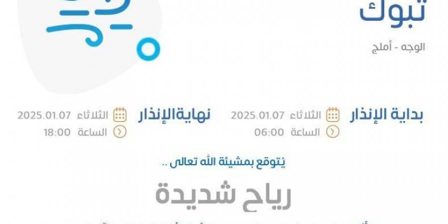 الأرصاد: رياح شديدة على منطقة تبوك - ستاد العرب