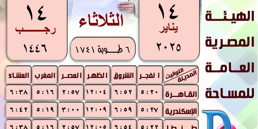 موعد أذان الفجر اليوم الثلاثاء 14 يناير 2025 وفروق التوقيت بالقاهرة والمحافظات - ستاد العرب