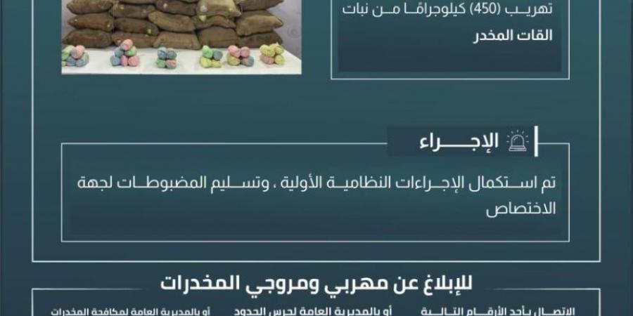 حرس الحدود بعسير يحبط تهريب 450 كيلوجرامًا من نبات القات المخدر - ستاد العرب